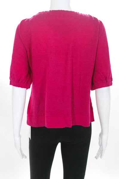 Christopher Fischer Hot Pink Cashmere One Button Cardigan Sweater Size Large