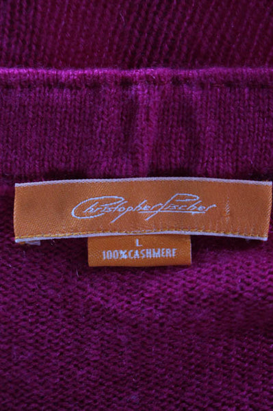 Christopher Fischer Hot Pink Cashmere One Button Cardigan Sweater Size Large