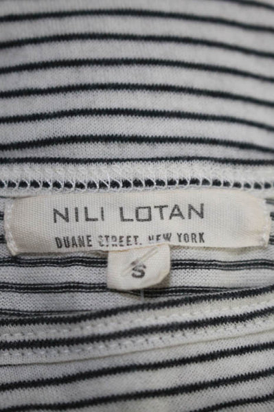Nili Lotan White Cotton Striped Sleeveless Knit Top Size Small