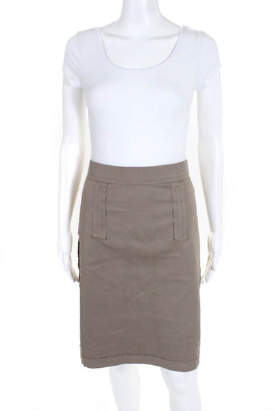 JeanPaulGaultier Taupe Cotton Button LongSleeve Embellished Blazer Skirt Suit