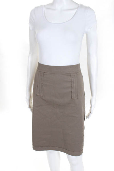 JeanPaulGaultier Taupe Cotton Button LongSleeve Embellished Blazer Skirt Suit