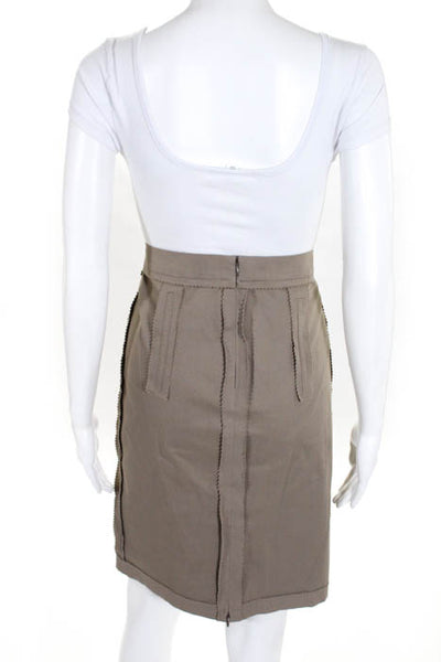 JeanPaulGaultier Taupe Cotton Button LongSleeve Embellished Blazer Skirt Suit