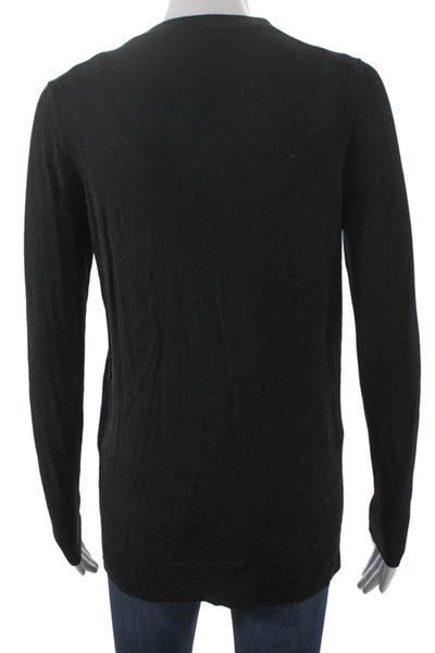 Banana Republic Women Cardigan Black 100% Merino Wool V-Neck Long Sleeve Size M