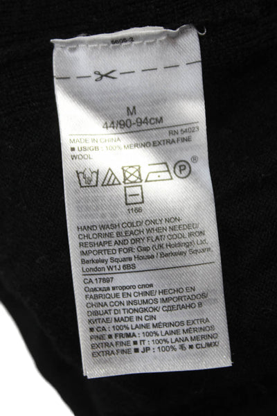 Banana Republic Women Cardigan Black 100% Merino Wool V-Neck Long Sleeve Size M