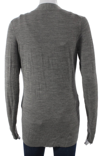 Theory Womens Merino Wool V-Neck Cardigan Gray Long Sleeve Size M