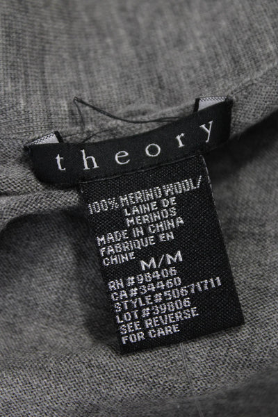 Theory Womens Merino Wool V-Neck Cardigan Gray Long Sleeve Size M