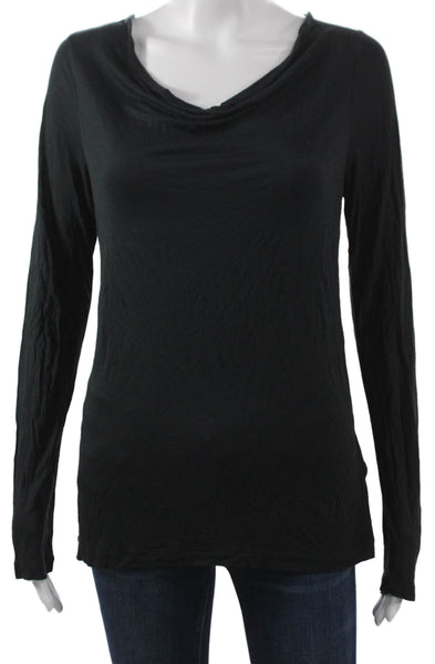 J Crew Women Basic Cowl Neck Long Sleeve Modal T-Shirt Black Size M