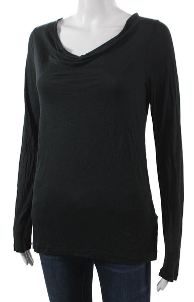 J Crew Women Basic Cowl Neck Long Sleeve Modal T-Shirt Black Size M