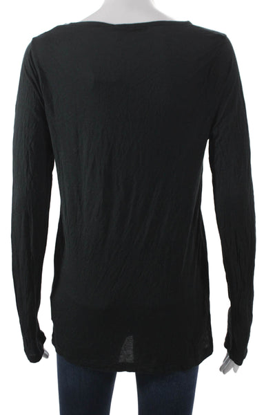 J Crew Women Basic Cowl Neck Long Sleeve Modal T-Shirt Black Size M