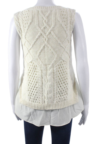 Moth Women Ivory Cotton Argyle Round Neck Sleeveless Vest Size M