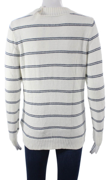 Madewell Womens Collared Striped Pullover Sweater White Long Sleeve Size M