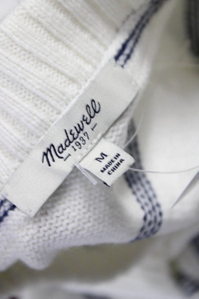 Madewell Womens Collared Striped Pullover Sweater White Long Sleeve Size M