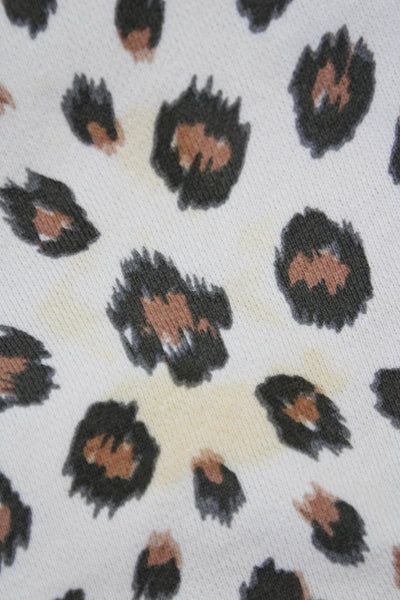 J Crew Womens Pullover Sweatshirt Beige Animal Print Cotton Boat Neck Size M