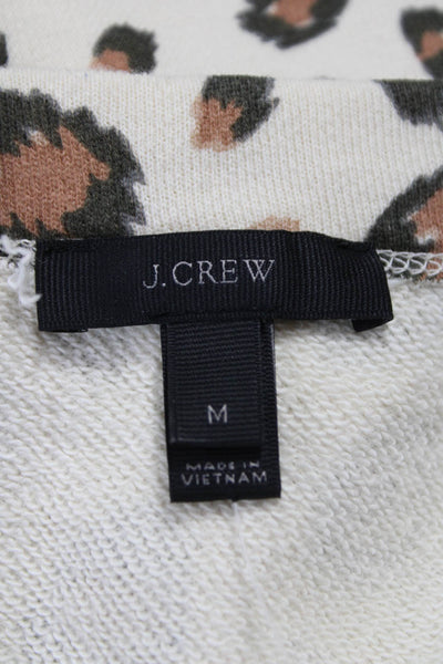 J Crew Womens Pullover Sweatshirt Beige Animal Print Cotton Boat Neck Size M