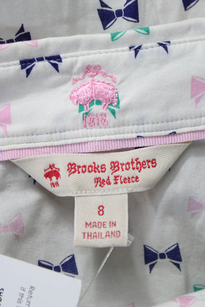 Brooks Brothers Women Collared Cotton Button Up Long Sleeve Bow Blouse Size 8