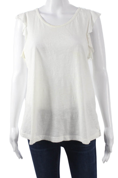 T.LA Womens Basic T-Shirt White Cotton Round Neck Sleeveless Size S
