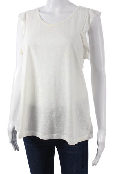 T.LA Womens Basic T-Shirt White Cotton Round Neck Sleeveless Size S