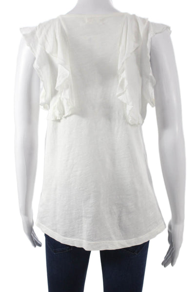 T.LA Womens Basic T-Shirt White Cotton Round Neck Sleeveless Size S