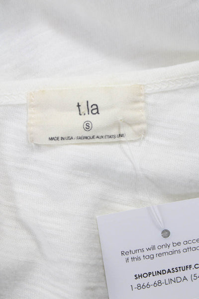 T.LA Womens Basic T-Shirt White Cotton Round Neck Sleeveless Size S
