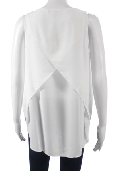 Banana Republic Women White Sleeveless Scoop Neck Tunic Polyester Size S