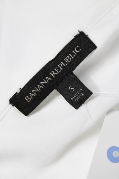Banana Republic Women White Sleeveless Scoop Neck Tunic Polyester Size S