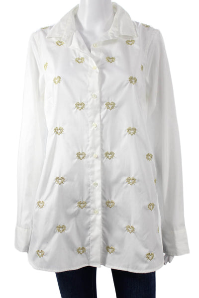 J Crew Womens Basic Collared Cotton Button-Up Top White Long Sleeve Size 10