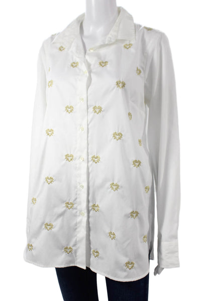 J Crew Womens Basic Collared Cotton Button-Up Top White Long Sleeve Size 10