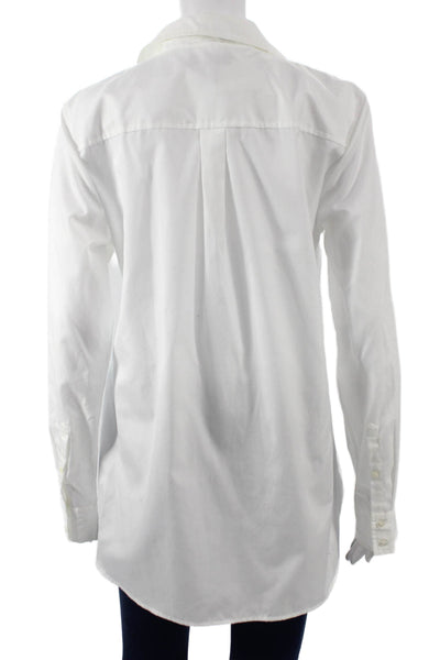 J Crew Womens Basic Collared Cotton Button-Up Top White Long Sleeve Size 10