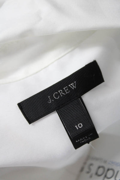 J Crew Womens Basic Collared Cotton Button-Up Top White Long Sleeve Size 10