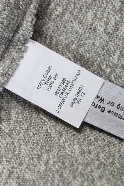 J Crew Women Collared Cotton Pullover Sweater Gray Long Sleeve Zip Size L
