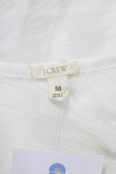J Crew Women White Floral Cotton Scoop Neck Sleeveless Tunic Tank Size M