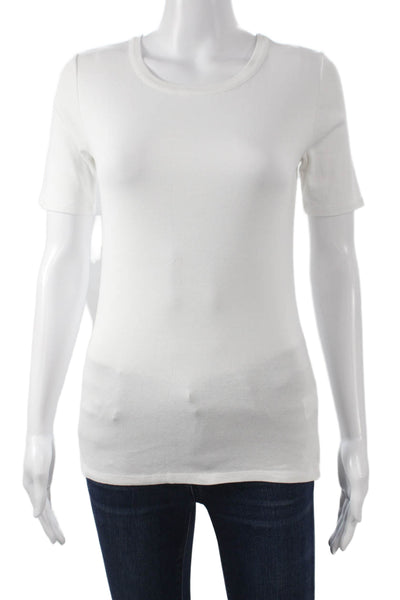 J Crew Women Basic White Cotton Crew Neck T-Shirt Short Sleeve Size S