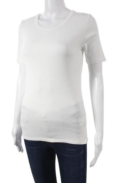 J Crew Women Basic White Cotton Crew Neck T-Shirt Short Sleeve Size S
