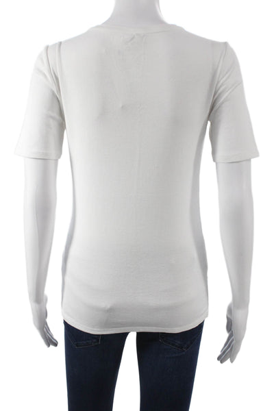 J Crew Women Basic White Cotton Crew Neck T-Shirt Short Sleeve Size S