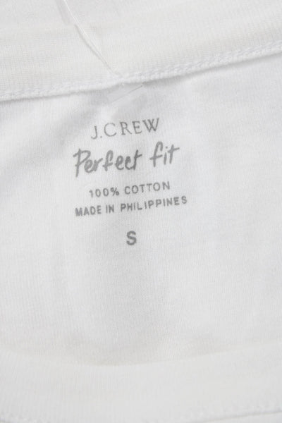 J Crew Women Basic White Cotton Crew Neck T-Shirt Short Sleeve Size S