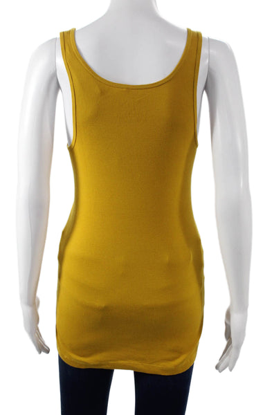 J Crew Women Basic Tank Yellow Cotton Square Neck Sleeveless Summer Size M