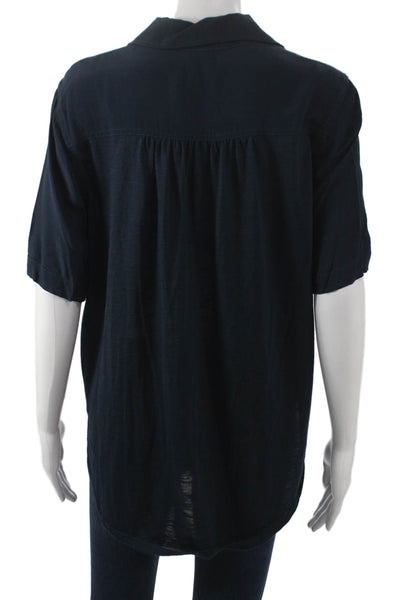 Porridge Anthropologie Women Blue Collared Button Blouse Viscose Size M