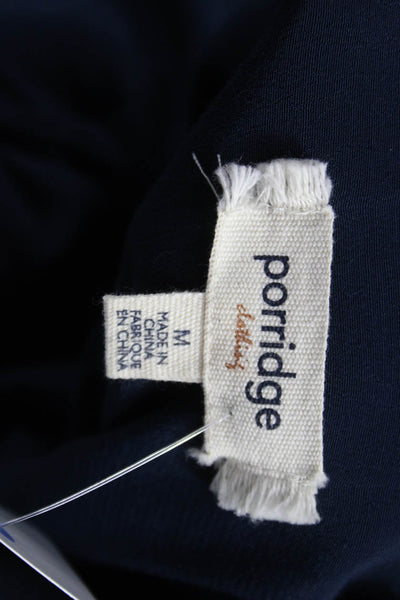 Porridge Anthropologie Women Blue Collared Button Blouse Viscose Size M