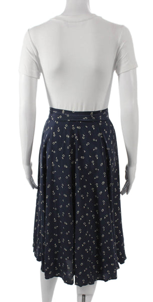Amour Vert Women Silk Geometric Wrap Skirt Long Blue Size M
