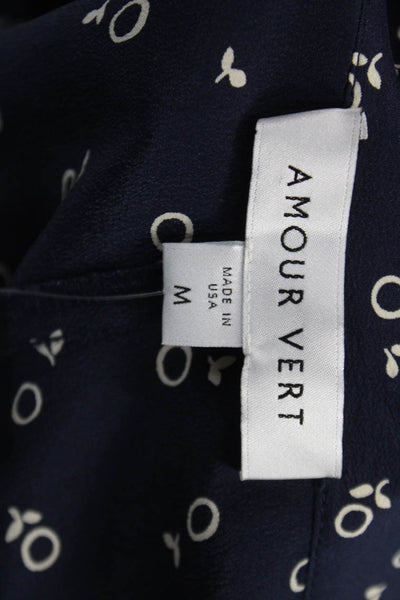 Amour Vert Women Silk Geometric Wrap Skirt Long Blue Size M