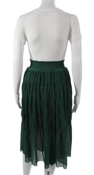 Zara Basic Womens Peasant Long Green Polyester Skirt Size S