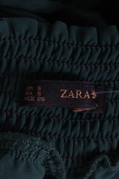 Zara Basic Womens Peasant Long Green Polyester Skirt Size S