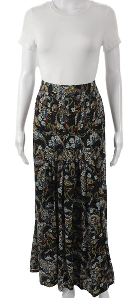 Wayf Women Black Floral Maxi Skirt Polyester Zip Long Size M