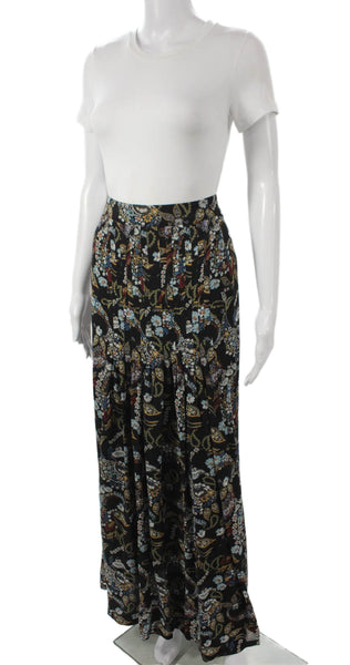 Wayf Women Black Floral Maxi Skirt Polyester Zip Long Size M