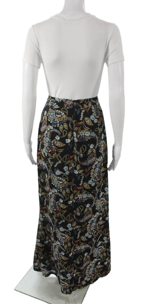 Wayf Women Black Floral Maxi Skirt Polyester Zip Long Size M