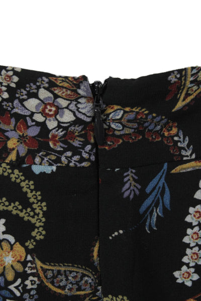 Wayf Women Black Floral Maxi Skirt Polyester Zip Long Size M