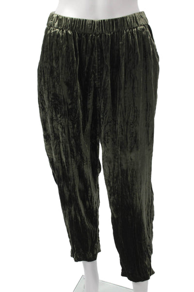 Ettitwa Womens Jogger Pants Green Viscose Pull On Size S