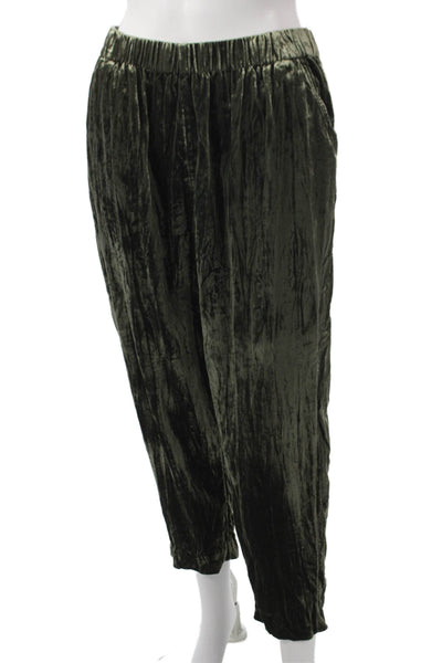 Ettitwa Womens Jogger Pants Green Viscose Pull On Size S