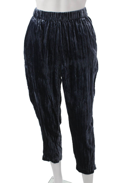 Ettitwa Women Ankle Pants Blue Viscose Pull On Solid Size S
