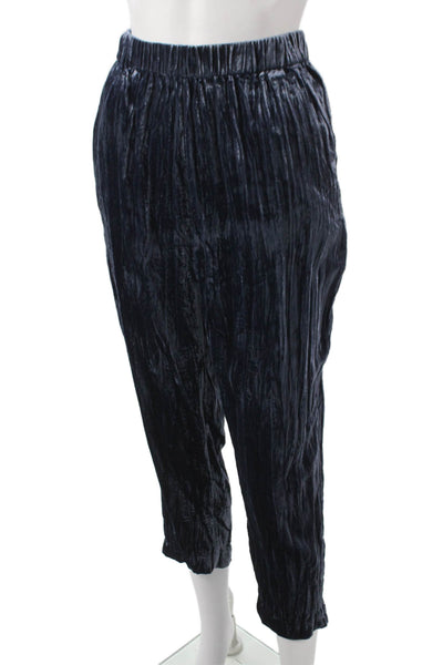 Ettitwa Women Ankle Pants Blue Viscose Pull On Solid Size S